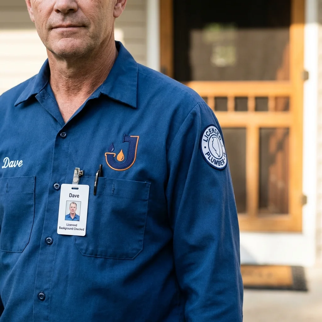 Licensed plumber showing ID badge in Breinigsville, PA
