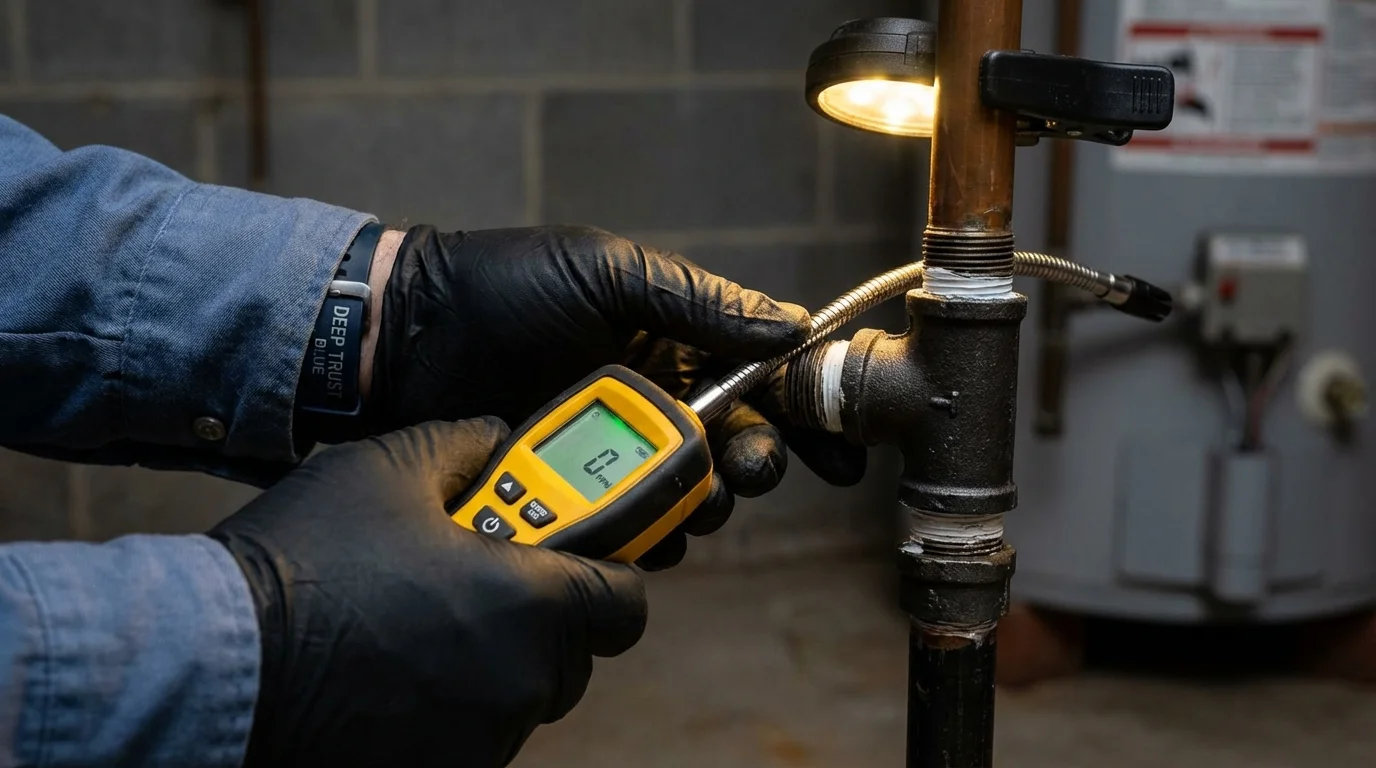 Gas leak detection with electronic sniffer by Johns Plumbing LLC in Breinigsville
