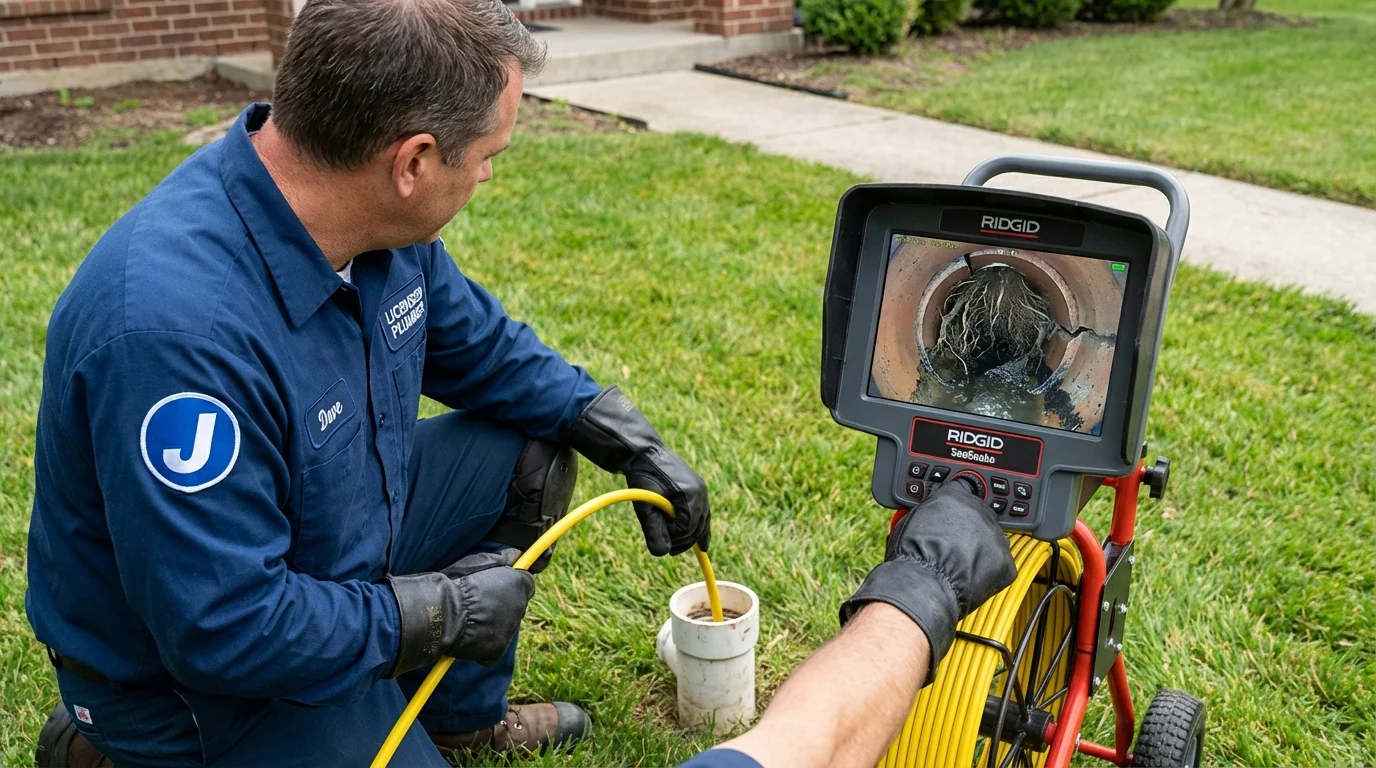 Sewer camera inspection being performed by Johns Plumbing LLC in Breinigsville